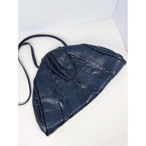 Vintage 80s Berrita faux leather navy blue purse / clutch